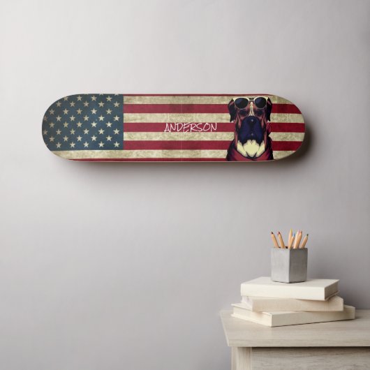 Aangepaste Amerikaanse Bull Dog Skateboard (Muurkunst (Horizontaal))