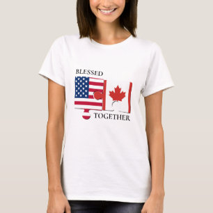 Aangepaste Amerikaanse dubbele vlag CANADA T-shirt