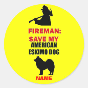 Aangepaste Amerikaanse Eskimo Hond Brandveiligheid Ronde Sticker
