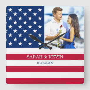 Aangepaste Amerikaanse fotovlag Vierkante Klok