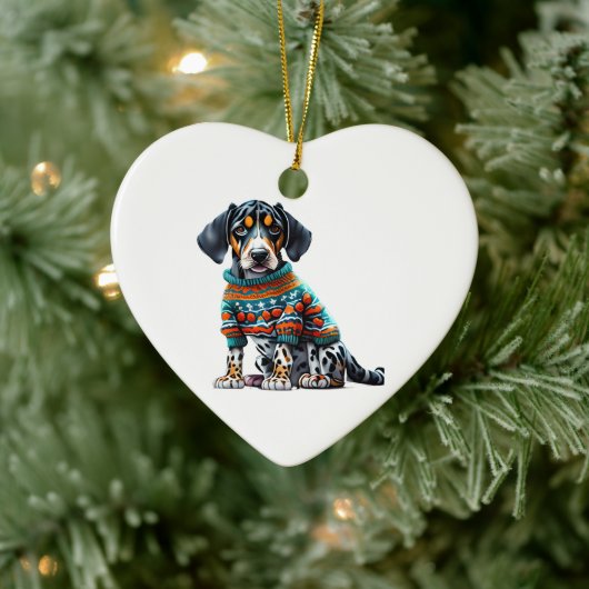 Aangepaste Amerikaanse luipaard Hond in Kersttrui Keramisch Ornament (Boom)