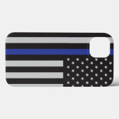 Aangepaste Amerikaanse vlag met Thin Blue Line Case-Mate iPhone Case (Achterkant (horizontaal))