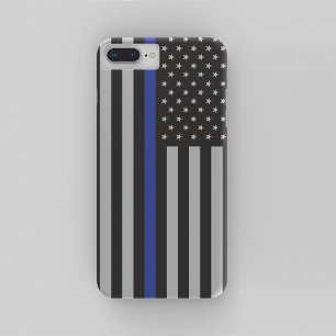 Aangepaste Amerikaanse vlag met Thin Blue Line iPhone 8 Plus / 7 Plus Hoesje