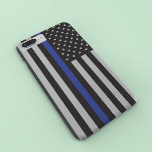 Aangepaste Amerikaanse vlag met Thin Blue Line iPhone 8 Plus / 7 Plus Hoesje