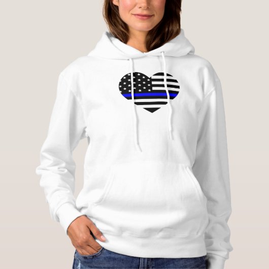 Aangepaste Amerikaanse vlag met Thin Blue Line Hoodie (Voorkant)