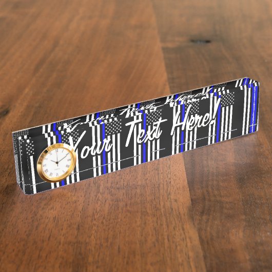 Aangepaste Amerikaanse vlag met Thin Blue Line Naambordje (Zijkant)