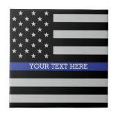 Aangepaste Amerikaanse vlag met Thin Blue Line Tegeltje (Voorkant)