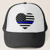 Aangepaste Amerikaanse vlag met Thin Blue Line Trucker Pet (Voorkant)
