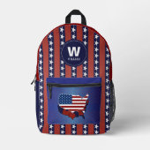 Aangepaste Amerikaanse vlag Monogram Rugzak (Voorkant)