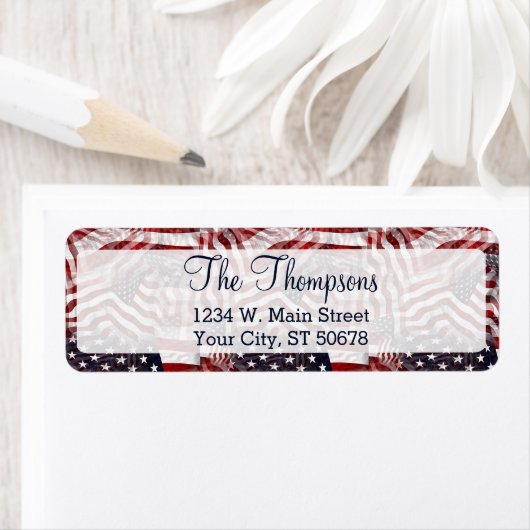 Aangepaste Amerikaanse vlag Rood Blauwe strepen st Etiket (Insitu)