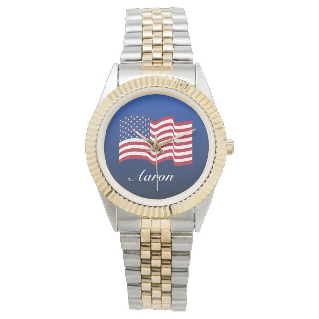 Aangepaste Amerikaanse vlagwacht Horloge (Voorkant)