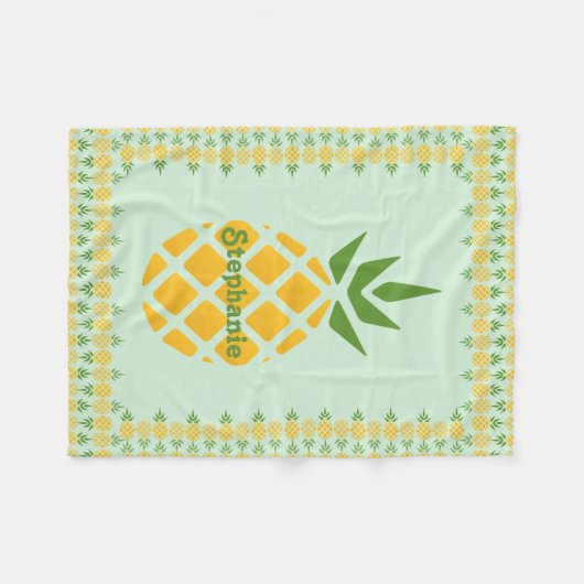 Aangepaste ananas fleece deken (Voorkant (Horizontaal))