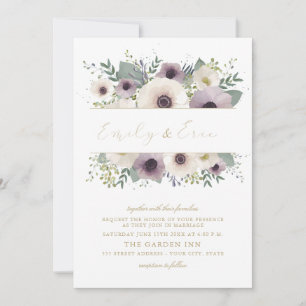 Aangepaste Anemone Bouquet Huwelijksuitnodiging Kaart
