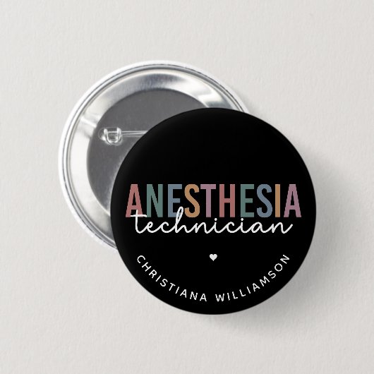 Aangepaste anesthesie Technicus Retro anesthesie Ronde Button 5,7 Cm (Voorkant /achterkant)