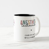 Aangepaste anesthesie Technicus Retro anesthesie Tweekleurige Koffiemok (Voorkant rechts)