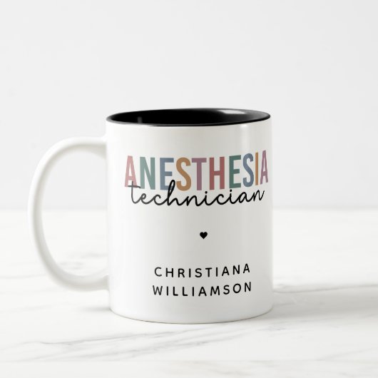 Aangepaste anesthesie Technicus Retro anesthesie Tweekleurige Koffiemok (Links)