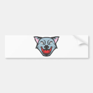 Aangepaste Angry Wolf Cartoon Bumpersticker