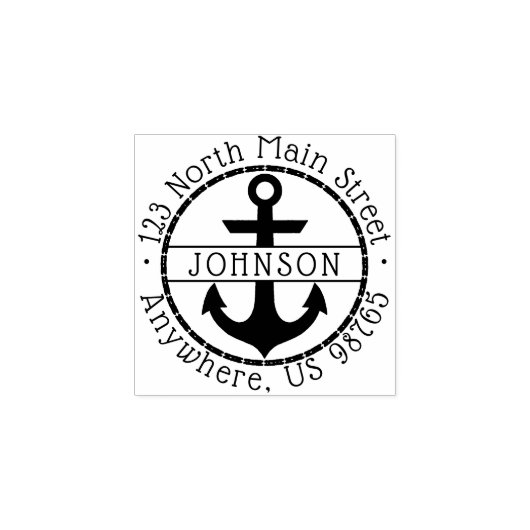 Aangepaste anker familienaam retouradres 	rubberstempel (Afrduk)