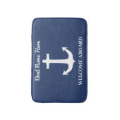Aangepaste anker marine Blue Bath Mat Boat Name We (Voorkant Verticaal)