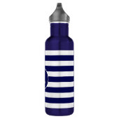 Aangepaste anker op Navy Blue en White Striped Waterfles (Rechts)