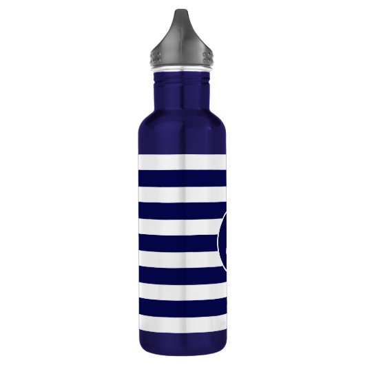 Aangepaste anker op Navy Blue en White Striped Waterfles (Links)