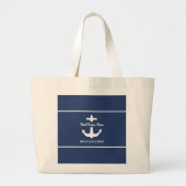 Aangepaste ankerplaats blauwe bootnaam grote tote bag (Voorkant)