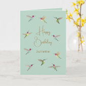 Aangepaste Anna's Hummingbird Verjaardag Kaart (Gele Bloem)