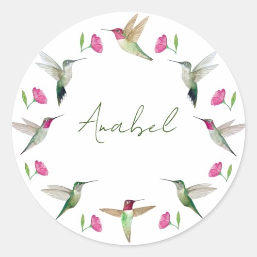 Aangepaste Anna's Hummingvogels Ronde Sticker (Voorkant)