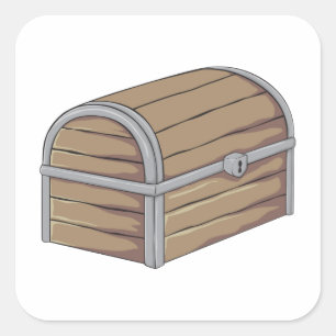 Aangepaste Antieke houten piraten schatkist Button Vierkante Sticker