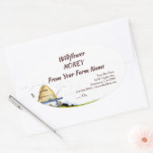 Aangepaste Apiary Beehive and Clouds Honey Ovale Sticker (Envelop)