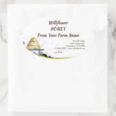 Aangepaste Apiary Beehive and Clouds Honey Ovale Sticker (Tas)