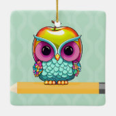 Aangepaste Apple Uil Leraar Naam Kerst Ornament (Achterkant)