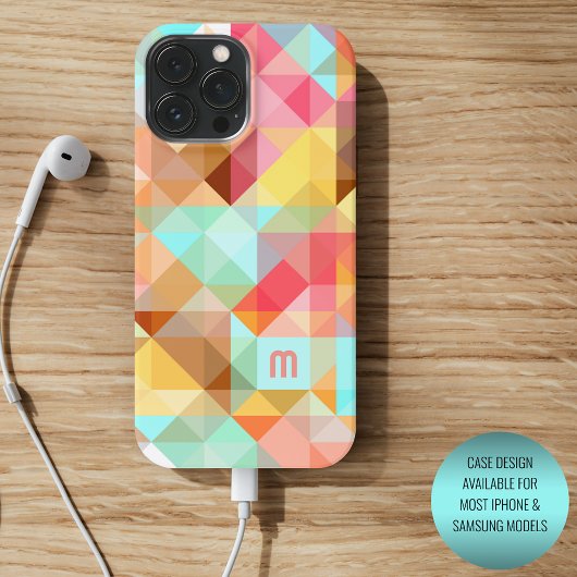 Aangepaste Aqua Blauw Perzik Blush Roze Polygoon P Case-Mate iPhone Case