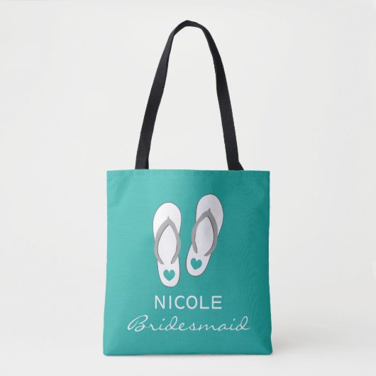 Aangepaste aqua blue sandals strandbruiloft canvas tote bag (Voorkant)