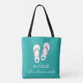 Aangepaste aqua blue sandals strandbruiloft canvas tote bag (Achterkant)