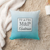 Aangepaste Aqua Blue Wedding Pillow Kussen (Deken)