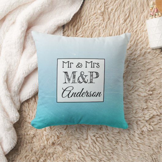 Aangepaste Aqua Blue Wedding Pillow Kussen (Deken)