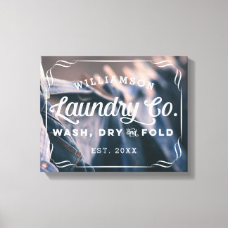 Aangepaste Aqua Laundry Wash Dry Fold Sign Canvas Afdruk