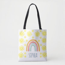 Aangepaste Aquarel Whimsical Boho Regenboog en Zon
