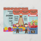 Aangepaste Arcade Verjaardagsfeest Uitnodiging (Voorkant / Achterkant)