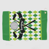 Aangepaste Argyle Groen Golfhanddoek (Horizontaal)