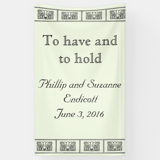 Aangepaste Art Deco Bloem Grens Bruiloft Spandoek (Verticaal)