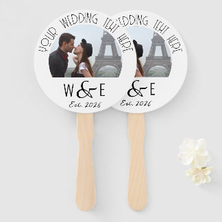 Aangepaste Art Deco Tekstprogramma Fans Huwelijksg Handwaaier