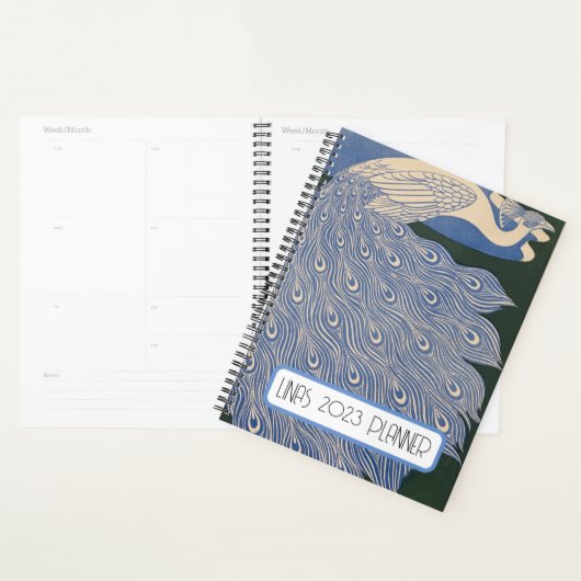 Aangepaste  Art Nouveau Peacock Print Planner (Display)