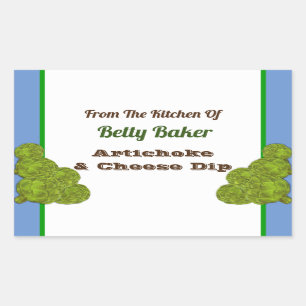 Aangepaste artisjok dip of recept rechthoekige sticker