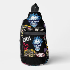 Aangepaste artistieke spookachtige schedel streeta sling bag