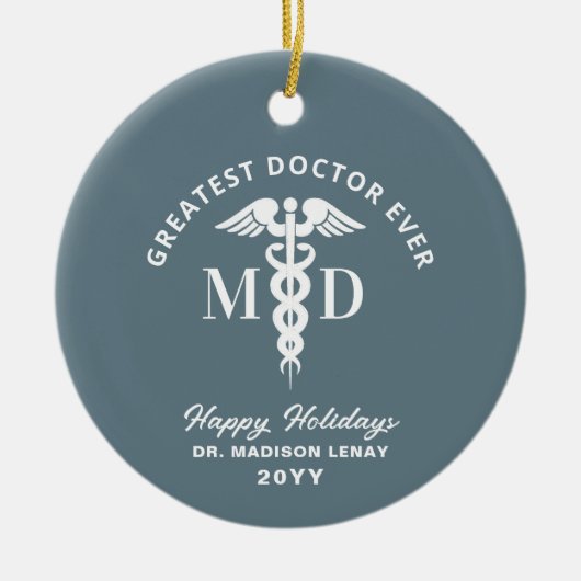 Aangepaste arts Medische Gepersonaliseerde Kerstmi Keramisch Ornament (Voorkant)