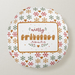 Aangepaste ASL Prettig Kerst Gingerbread Handen Rond Kussen