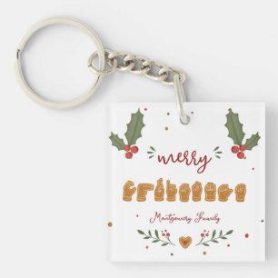 Aangepaste ASL Prettig Kerst Gingerbread Handen Sleutelhanger