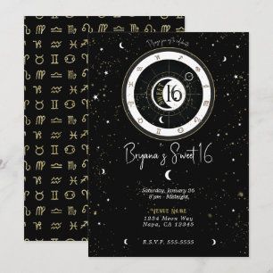 Aangepaste Astrologie Zon- en Maan-teken Sweet 16 Kaart
